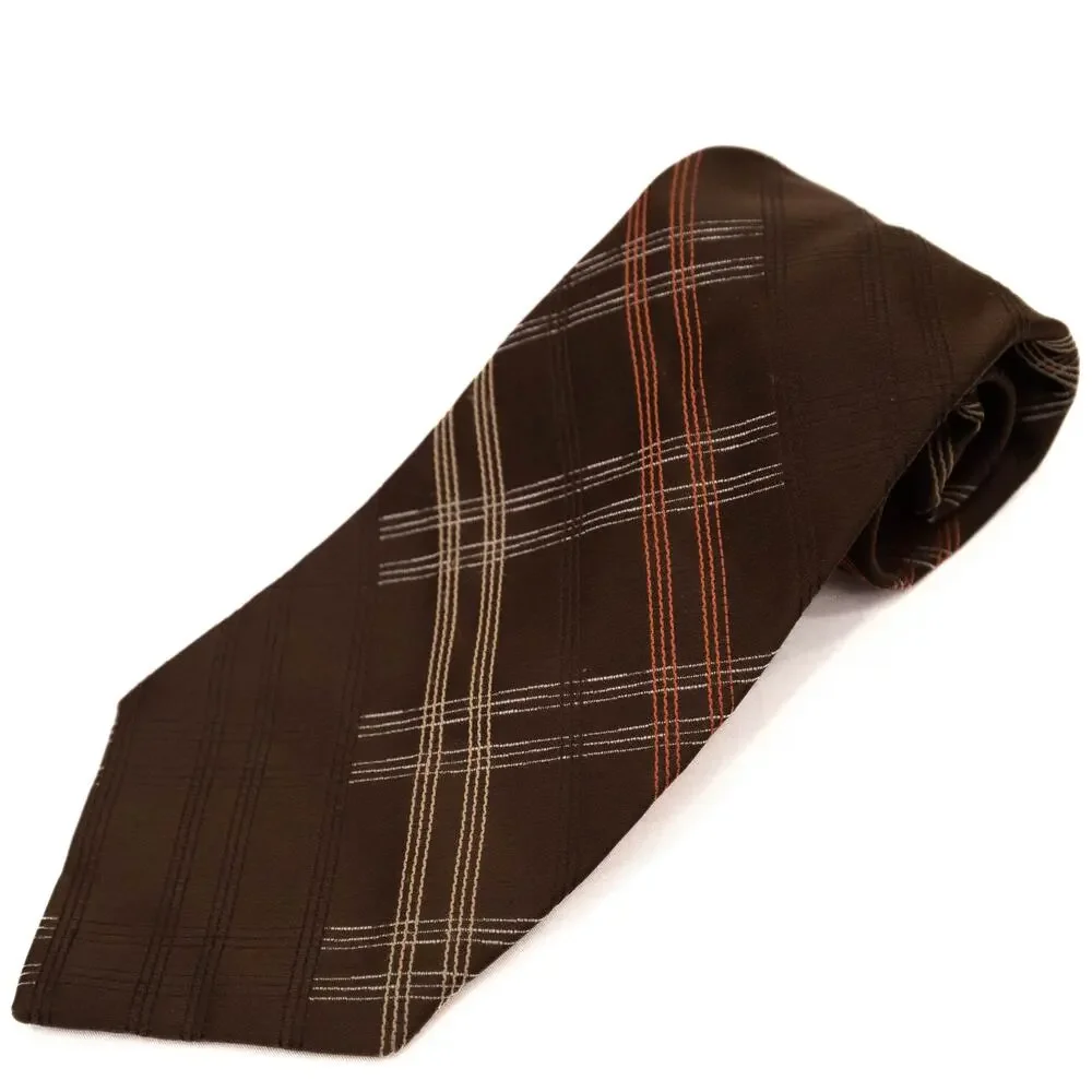 Vintage Sanger Harris Men's Brown Plaid 60's 70's Necktie